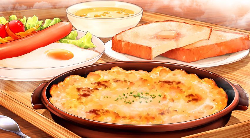 bread, bread_slice, butter, cherry_tomato, commentary_request, food, food_focus, fried_egg