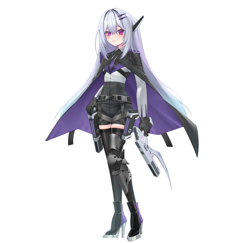 1girl, absurdres, armor, belt, boots, breasts, cape, chrono_ark