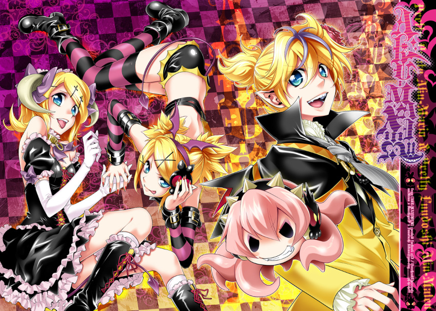 kagamine_len, kagamine_rin, kitano_tomotoshi, megurine_luka, pretty_panties_akuma_rin_(vocaloid), takoluka, vocaloid