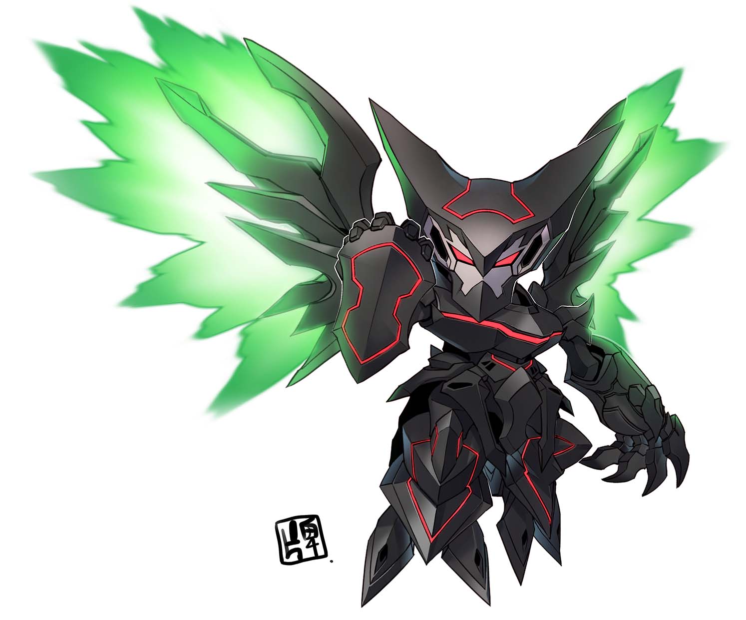 astranagant, demon, energy_wings, fallen_angel, full_body, glowing, highres, looking_at_viewer