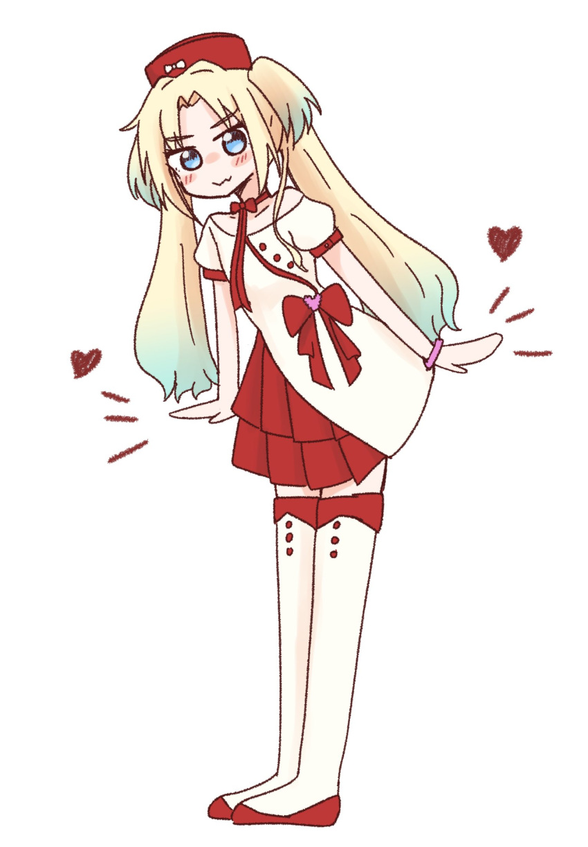 1girl, :3, amado_(amaddo_club), blonde_hair, blue_eyes, blue_hair, blush, closed_mouth