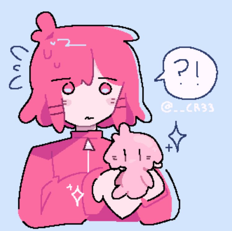 !, !?, 2girls, ?, artist_name, blue_background, chiccha_na_watashi_(synthesizer_v), closed_mouth