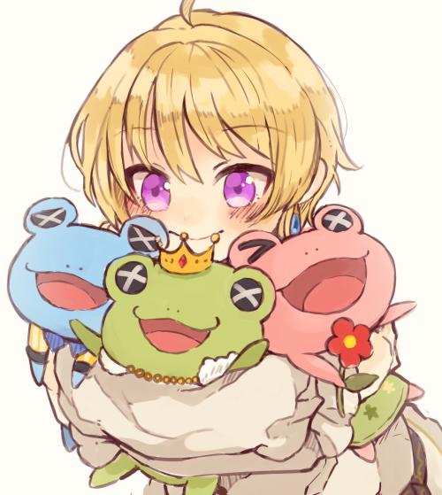 1boy, ahoge, blonde_hair, blush, crown, earrings, idolmaster, idolmaster_side-m