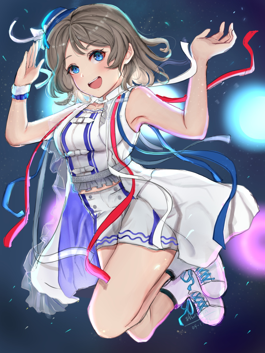 absurdres, armpit_crease, armpits, bare_shoulders, beginners_sailing, blue_eyes, blush, bracelet