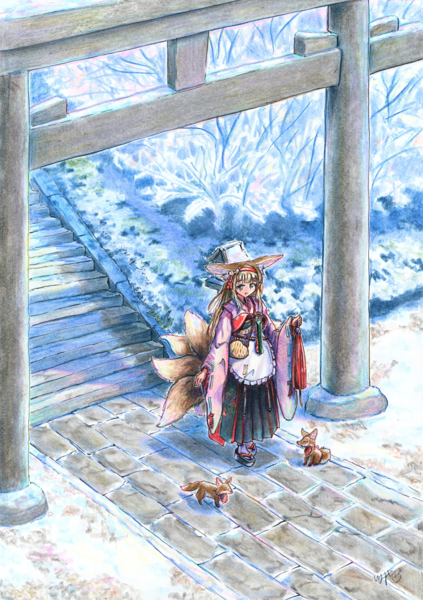 1girl, absurdres, animal, animal_ears, apron, arknights, black_footwear, black_skirt