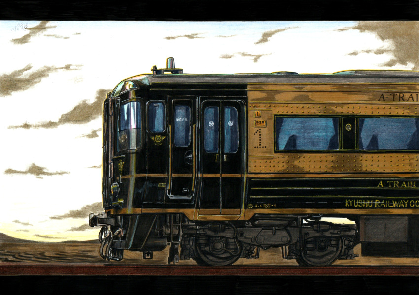 absurdres, clouds, colored_pencil_(medium), commentary_request, day, highres, iriba_teshia, letterboxed