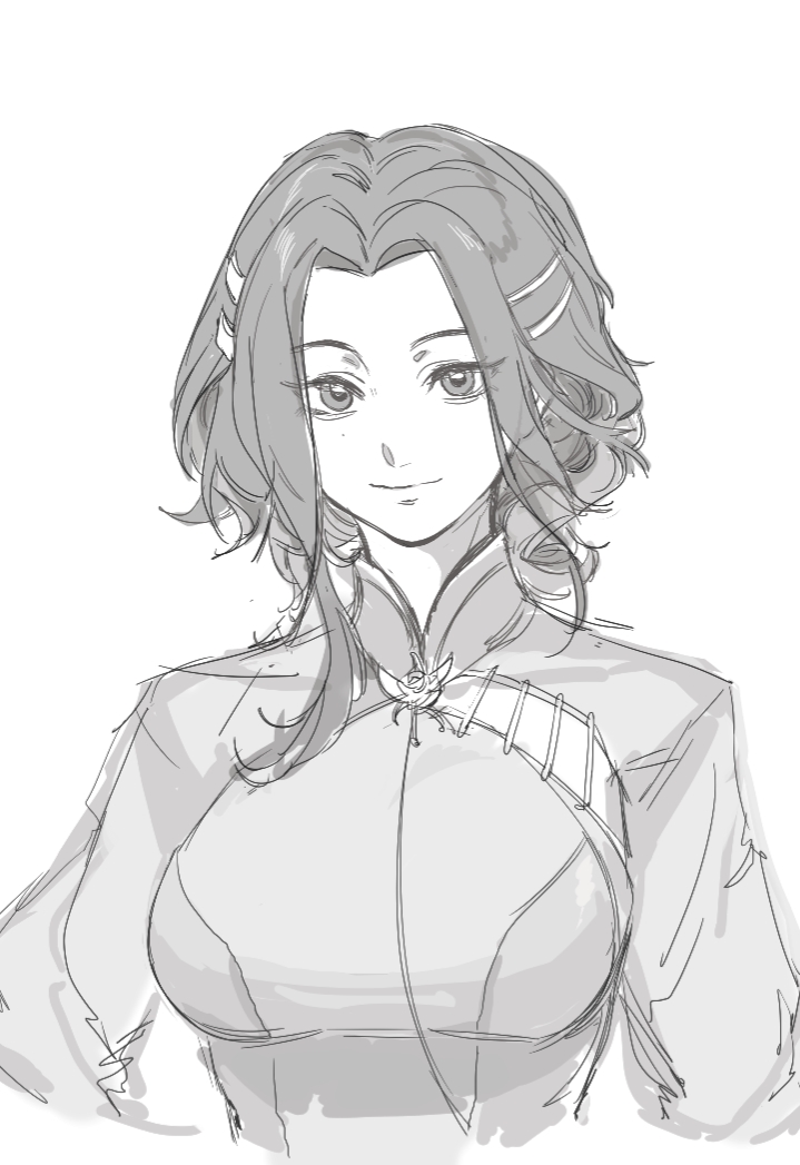 1girl, breasts, closed_mouth, collar, fangz_onf, girls_frontline, greyscale, hair_ornament, hairclip, jacket, large_breasts, light_smile, looking_at_viewer, medium_hair, mole, mole_under_eye, monochrome, qbu-191_(girls'_frontline), sidelocks, simple_background, smile, upper_body, white_background