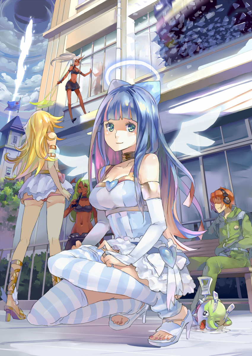 blonde_hair, bow, bracelet, bridal_gauntlets, brief, brief_(character), brief_(psg), broken_glass