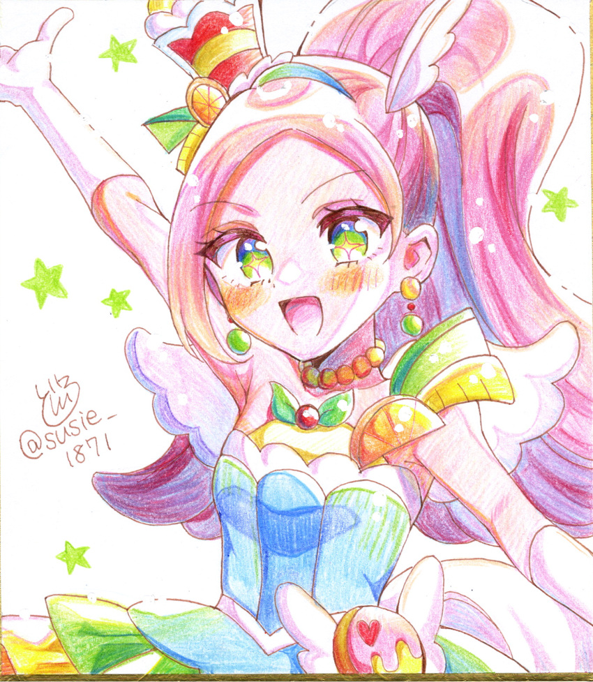 1girl, animal_ears, arm_up, armpits, bare_shoulders, berry, blush, choker