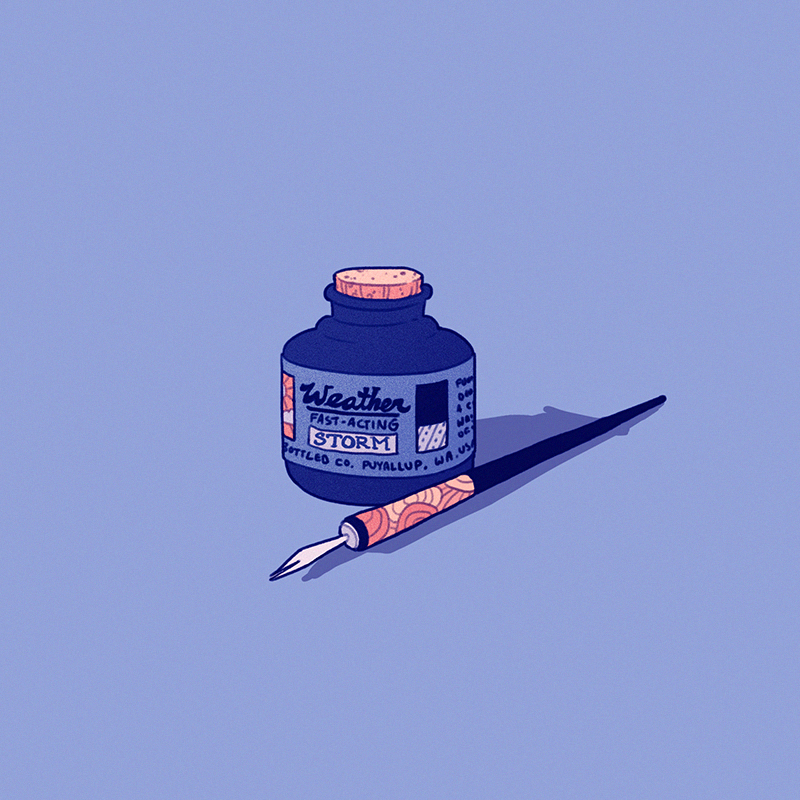 blue_background, blue_theme, bottle, commentary, cork, english_commentary, english_text, ink