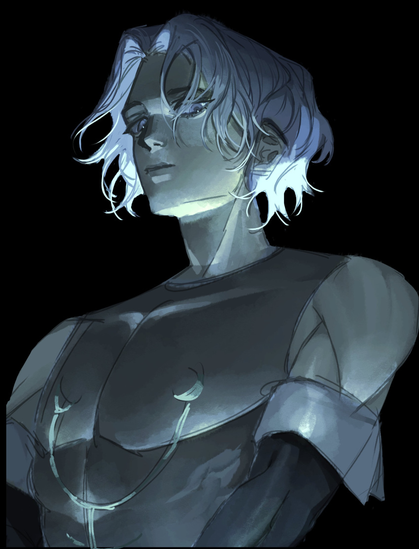 1boy, absurdres, armor, bare_shoulders, black_background, black_gloves, cahara_(fear_&amp;_hunger), closed_mouth