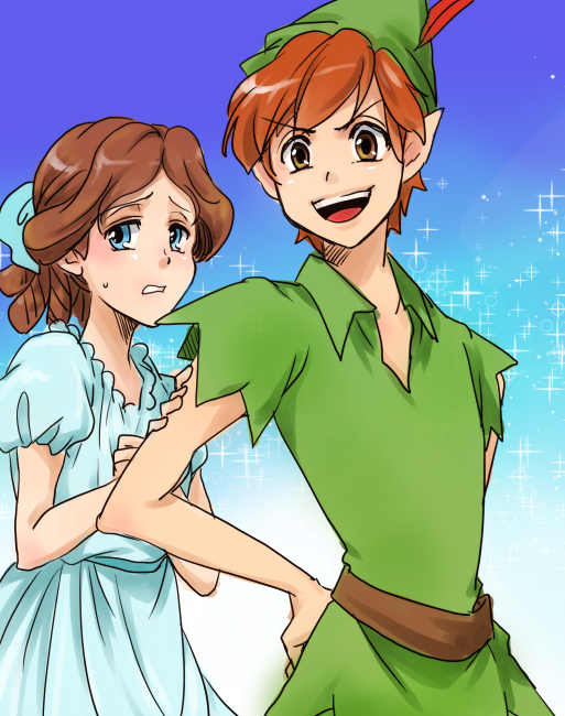 1boy, 1girl, black_footwear, blue_dress, blush, boots, brown_hair, bug