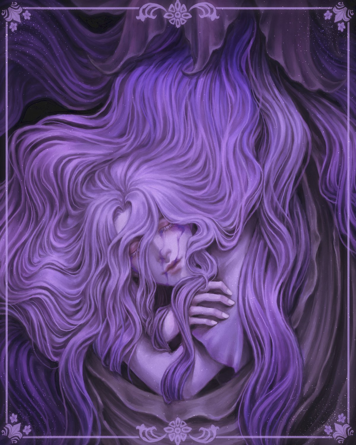 1girl, border, closed_eyes, colored_eyelashes, colored_skin, commentary, elden_ring, elden_ring:_shadow_of_the_erdtree