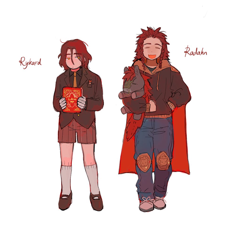 2boys, aged_down, book, braid, brothers, cape, character_name, closed_eyes