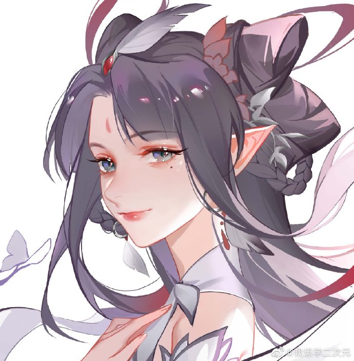 1girl, bad_id, bad_weibo_id, bare_shoulders, black_hair, blue_eyes, braided_hair_rings, bug