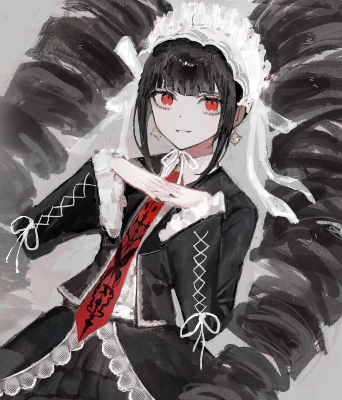 1girl, animal_print, black_skirt, butterfly_print, celestia_ludenberg, collared_shirt, danganronpa:_trigger_happy_havoc, danganronpa_(series)