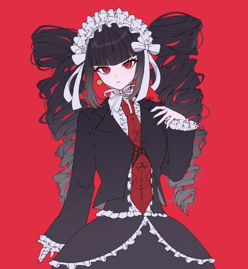 1girl, black_hair, black_jacket, black_skirt, celestia_ludenberg, collared_shirt, danganronpa:_trigger_happy_havoc, danganronpa_(series)