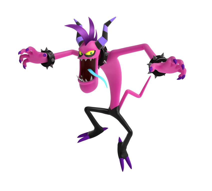1boy, 3d, absurdres, arms_up, black_skin, bracelet, claws, collar