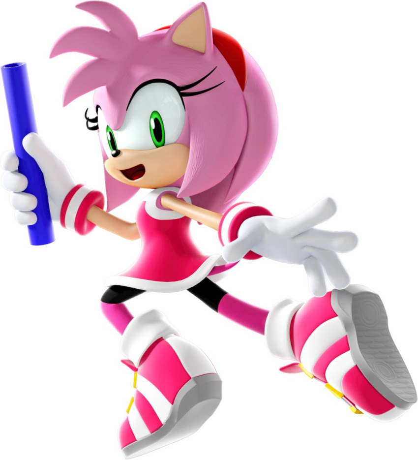 1girl, 3d, amy_rose, amy_rose_(summer_sports), animal_ears, animal_nose, bike_shorts, body_fur