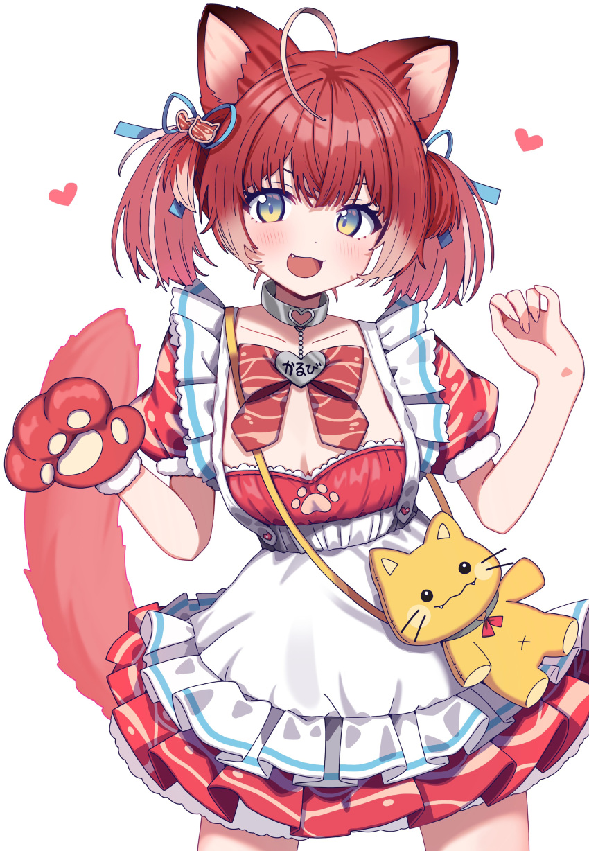 1girl, :3, absurdres, ahoge, akami_karubi, animal_bag, animal_ears, animal_hands
