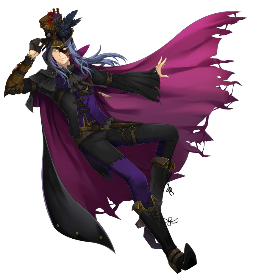 1boy, akatsuki_no_kiseki, alternate_costume, black_footwear, black_gloves, black_hat, black_jacket, black_pants