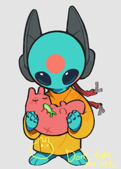 1girl, androgynous, blue_eyes, blue_skin, cable, chibi, closed_eyes, colored_skin