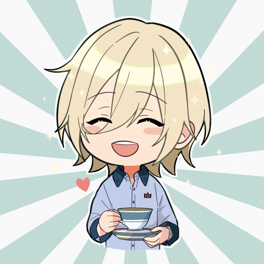 1boy, :d, ^_^, blush_stickers, buttons, chibi, chibi_only, closed_eyes