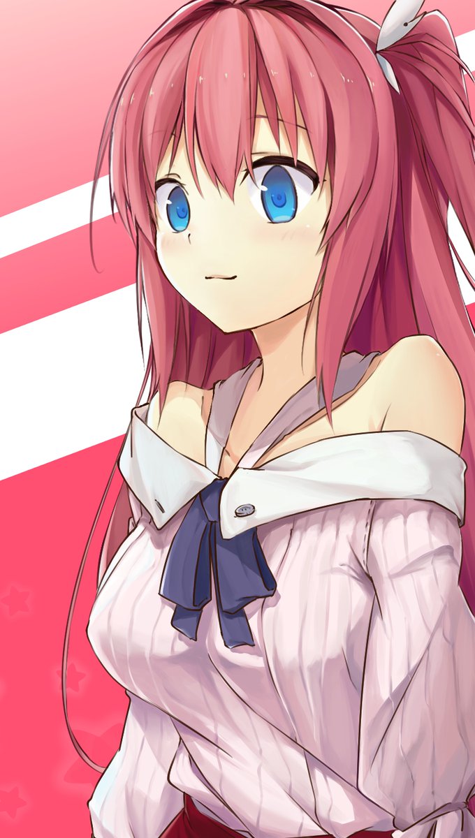 1girl, 2021, ao_no_kanata_no_four_rhythm, arms_at_sides, bare_shoulders, blue_eyes, blue_ribbon, blush