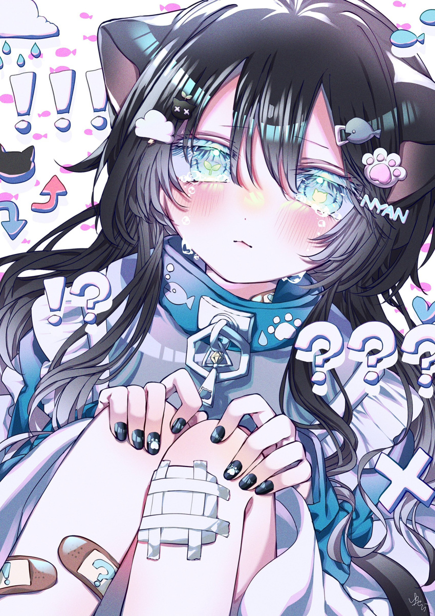 !, !!, 1girl, :<, ?, ??, absurdres, animal_ears