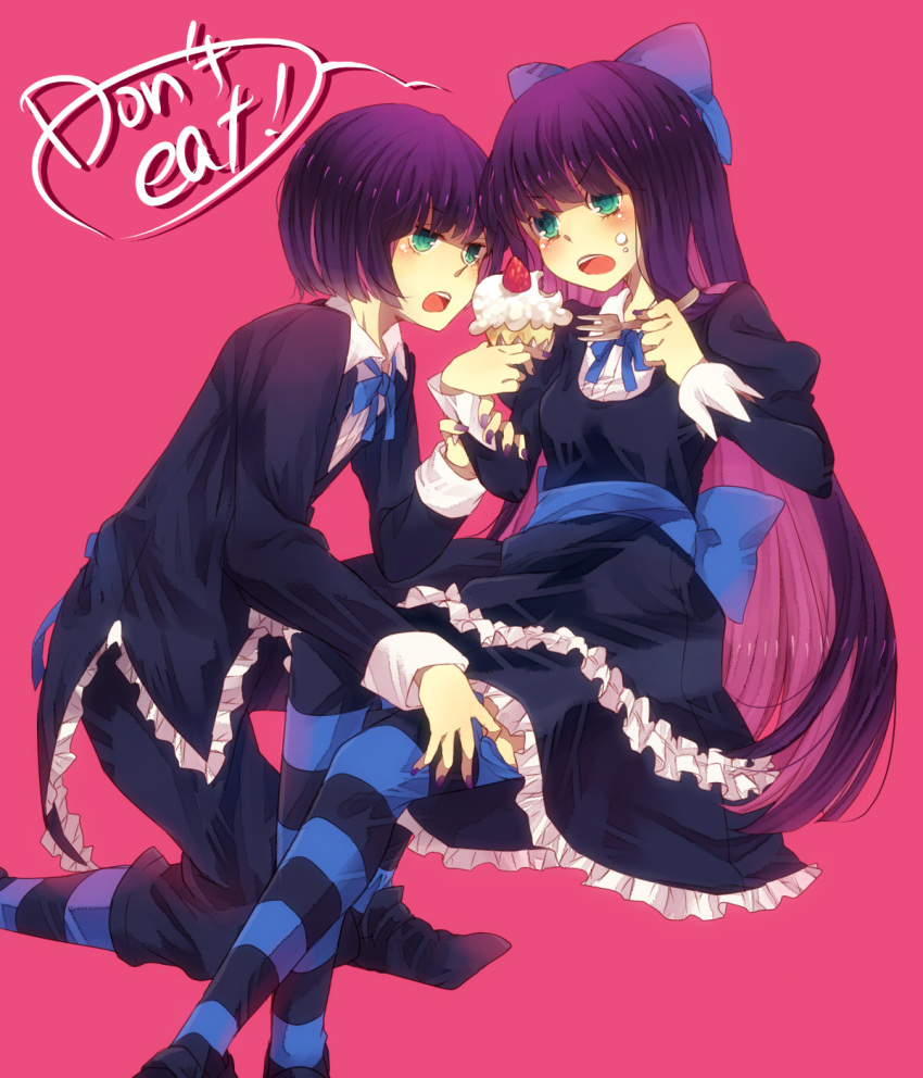 dual_persona, genderswap, green_eyes, highres, mugi_(twinbox), nail_polish, panty_&amp;_stocking_with_garterbelt, stocking_(character)