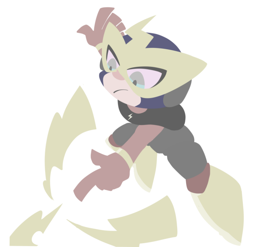 1boy, android, closed_mouth, commentary_request, elec_man, electricity, electrokinesis, full_body