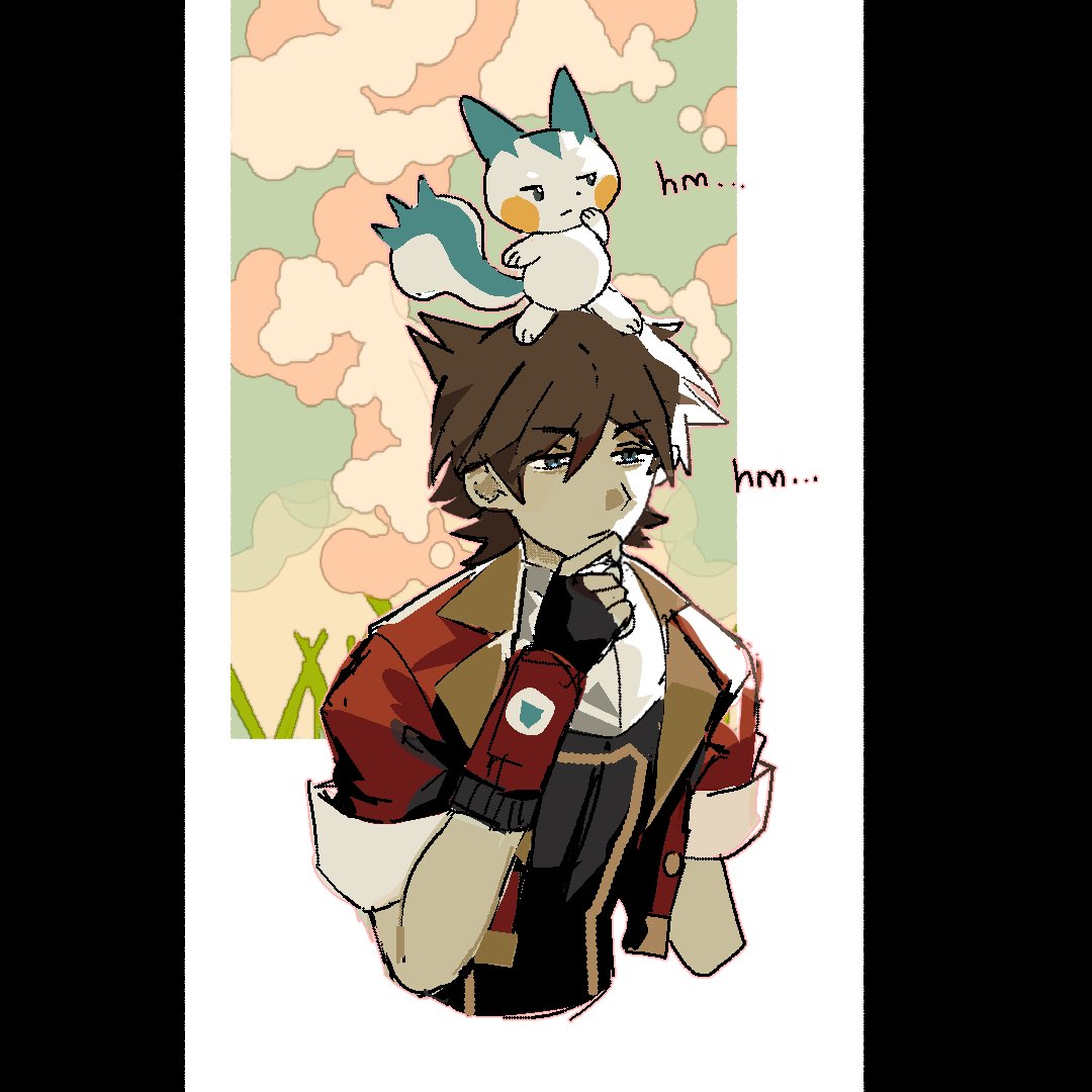 1boy, animal_nose, black_bodysuit, blue_eyes, blue_fur, bodysuit, brown_hair, capture_styler