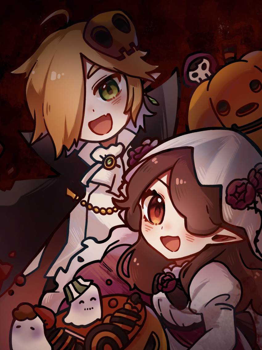 1boy, 1girl, absurdres, alternate_costume, androgynous, ascot, blonde_hair, blush