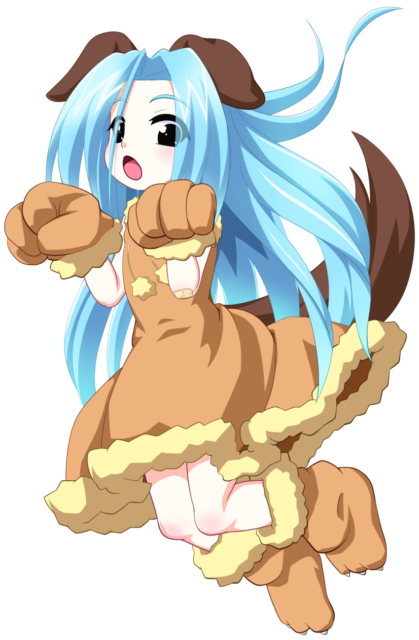 1girl, absurdres, alternate_costume, animal_costume, animal_ears, animal_hands, beldra2010, blue_hair