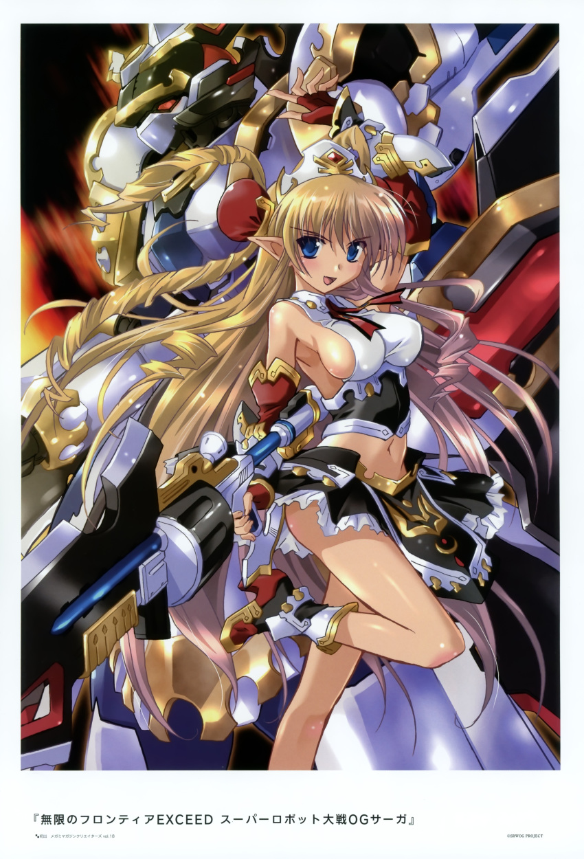 armpits, blonde_hair, blush, boots, breasts, crown, drill_hair, feekleid