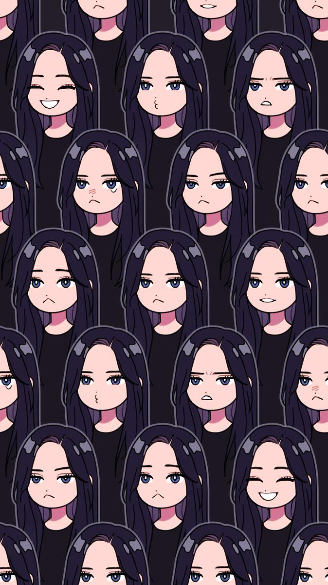 1girl, ^_^, bad_id, bad_twitter_id, black_background, black_hair, black_shirt, blue_eyes