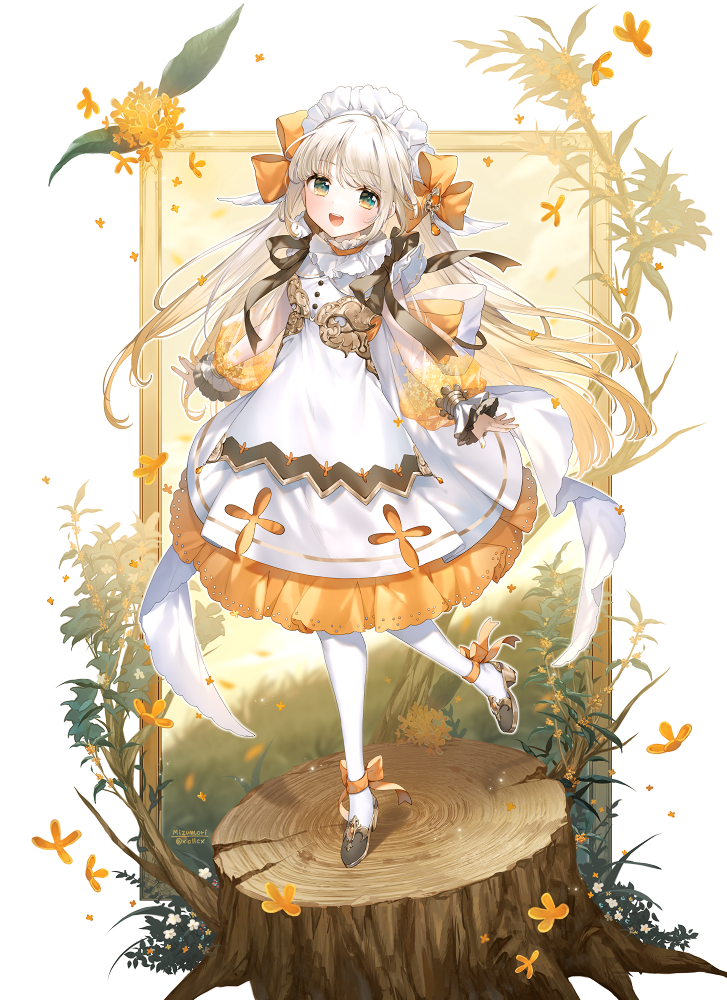 1girl, amenosaka_nono, ankle_bow, back_bow, black_footwear, black_ribbon, blonde_hair, bow