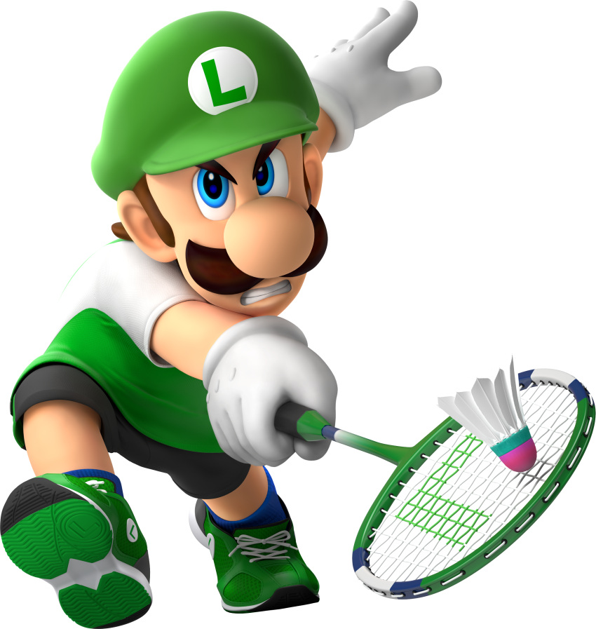 1boy, 3d, absurdres, arms_up, badminton, badminton_racket, big_nose, black_shorts