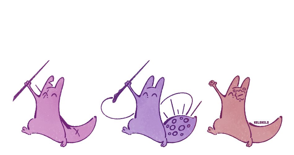 ^_^, artificer_(rain_world), bomb, closed_eyes, creature, explosive, happy, holding, holding_bomb, holding_polearm, holding_weapon, hunter_(rain_world), kelocitta, meme, no_humans, no_mouth, polearm, rain_world, scar, scar_across_eye, scar_on_ear, scar_on_tail, slugcat, spear, spearmaster_(rain_world), weapon, white_background