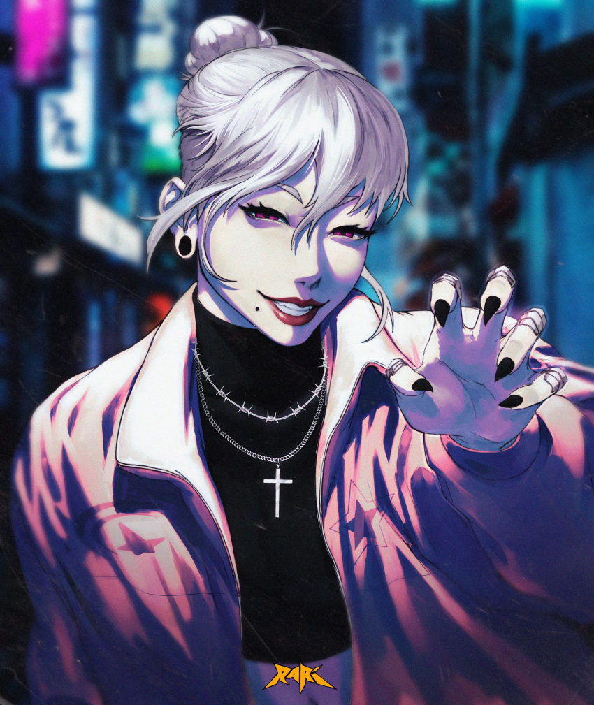 1girl, a.k.i._(street_fighter), absurdres, artist_name, barbed_wire, blurry, blurry_background, crop_top