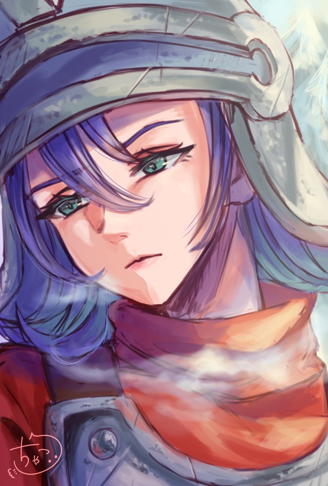 1girl, anessa_(dqb2), armor, breastplate, chako_numa, closed_mouth, cold, commentary_request