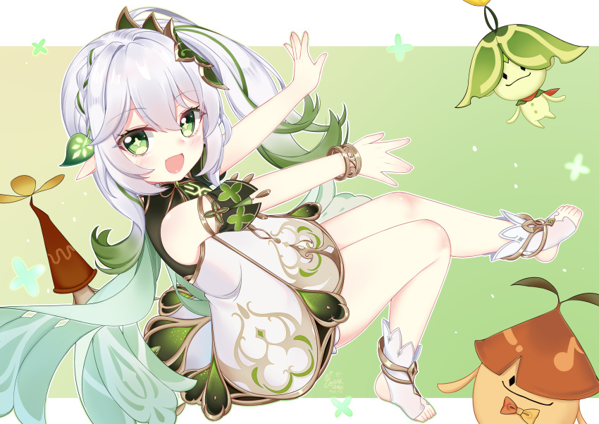 1girl, 3others, :d, absurdres, aradasa_(genshin_impact), arama_(genshin_impact), aranara_(genshin_impact), arapratap_(genshin_impact)