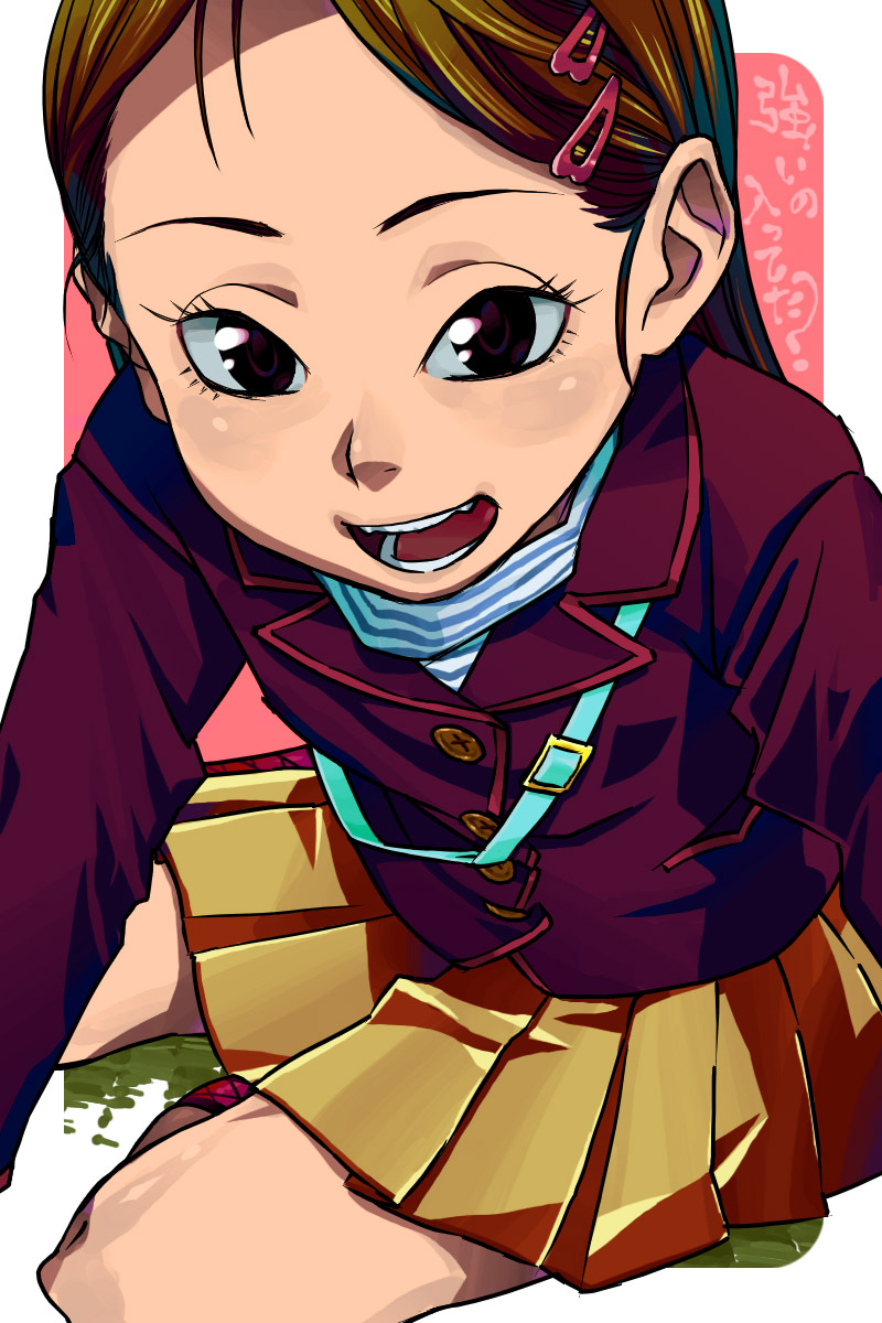 child, coat, face, foreshortening, hair_ornament, hairclip, highres, isezaki_eri