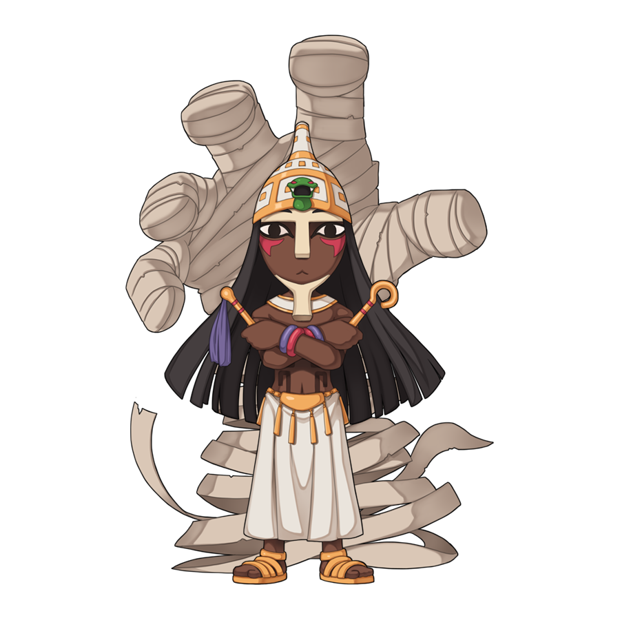 1boy, :<, ankh, bandaged_hand, bandages, beard, black_eyeliner, black_eyes