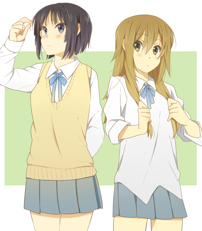 akiyama_mio, alternate_hair_length, alternate_hairstyle, black_eyes, black_hair, blush, brown_eyes, brown_hair