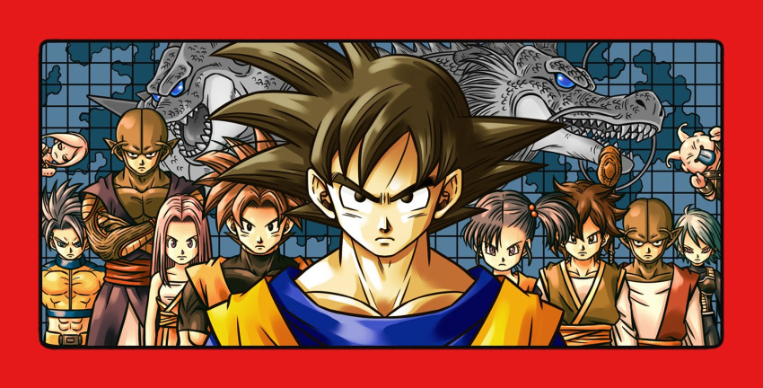 4girls, 6+boys, abs, antennae, aqua_hair, bald, black_eyes, black_hair