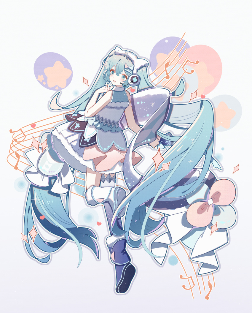 1girl, absurdly_long_hair, absurdres, aqua_eyes, aqua_hair, aqua_nails, asymmetrical_legwear, bell