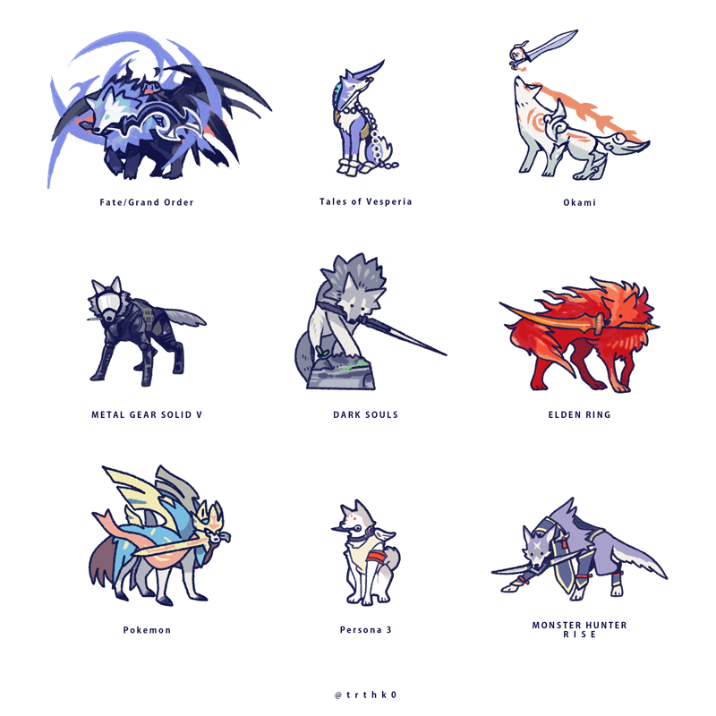amaterasu_(ookami), animal, animal_focus, bodypaint, canyne, chibiterasu, copyright_name, dark_souls_(series)