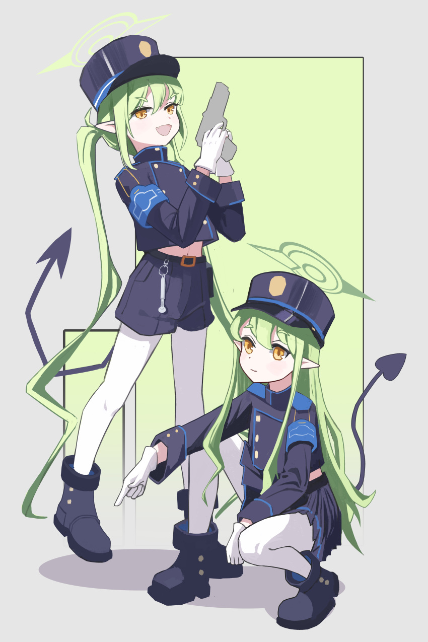 2girls, :d, absurdres, armband, belt, black_belt, blue_archive, blue_armband