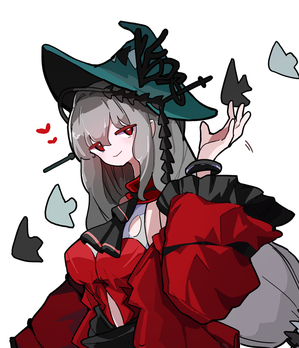 1girl, angelfish, aqua_hat, arknights, ascot, black_ascot, clothing_cutout, detached_sleeves